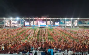 Penutupan Porprov IX Jawa Timur (Jatim) 2025 berlangsung meriah di Stadion Kanjuruhan, Kabupaten Malang, Sabtu (5/7/2025)
