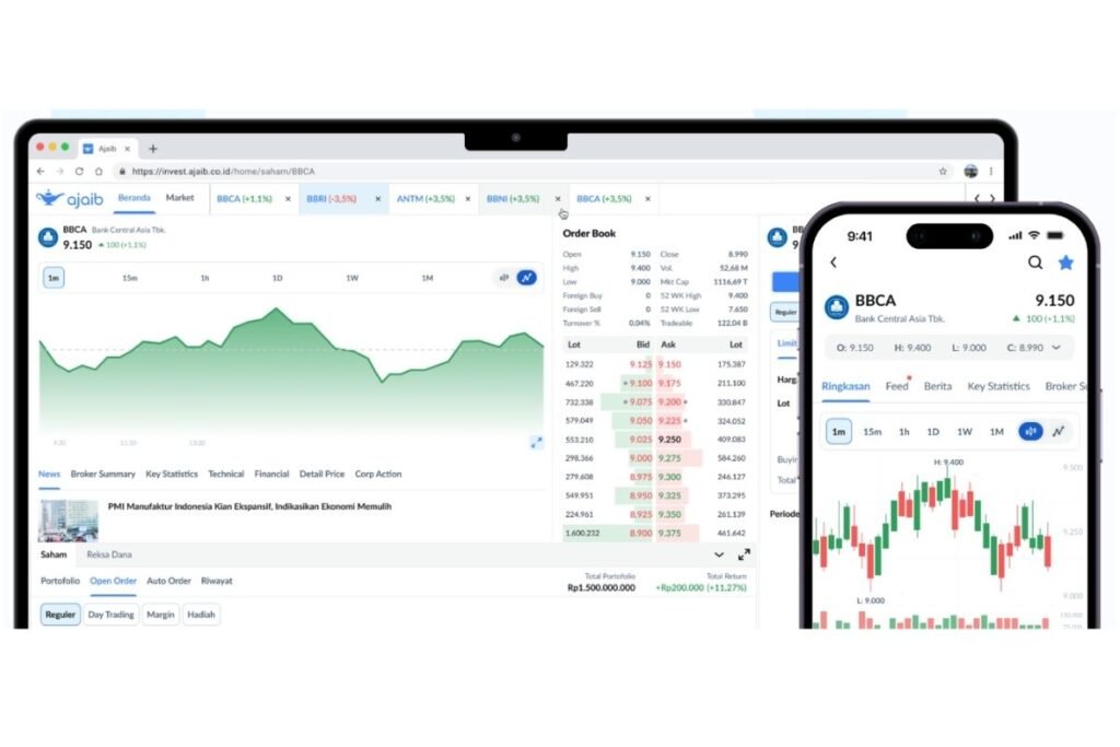 tampilan website depan kasus Ajaib Sekuritas