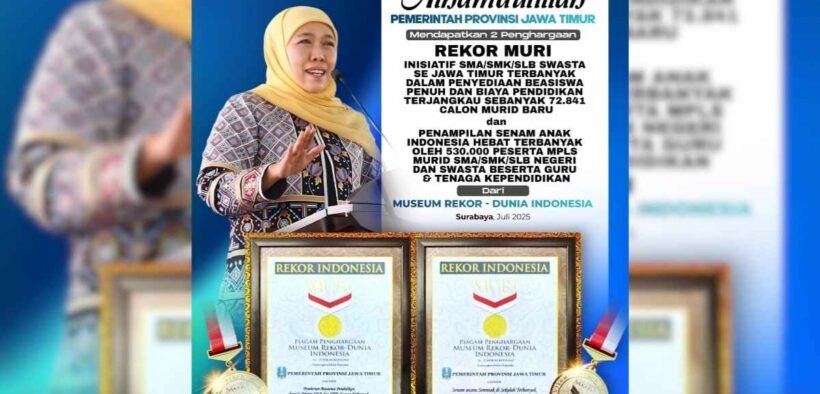 khofifah indar parawansa mendapat penghargaan rekor muri MPLS Ramah Jawa Timur