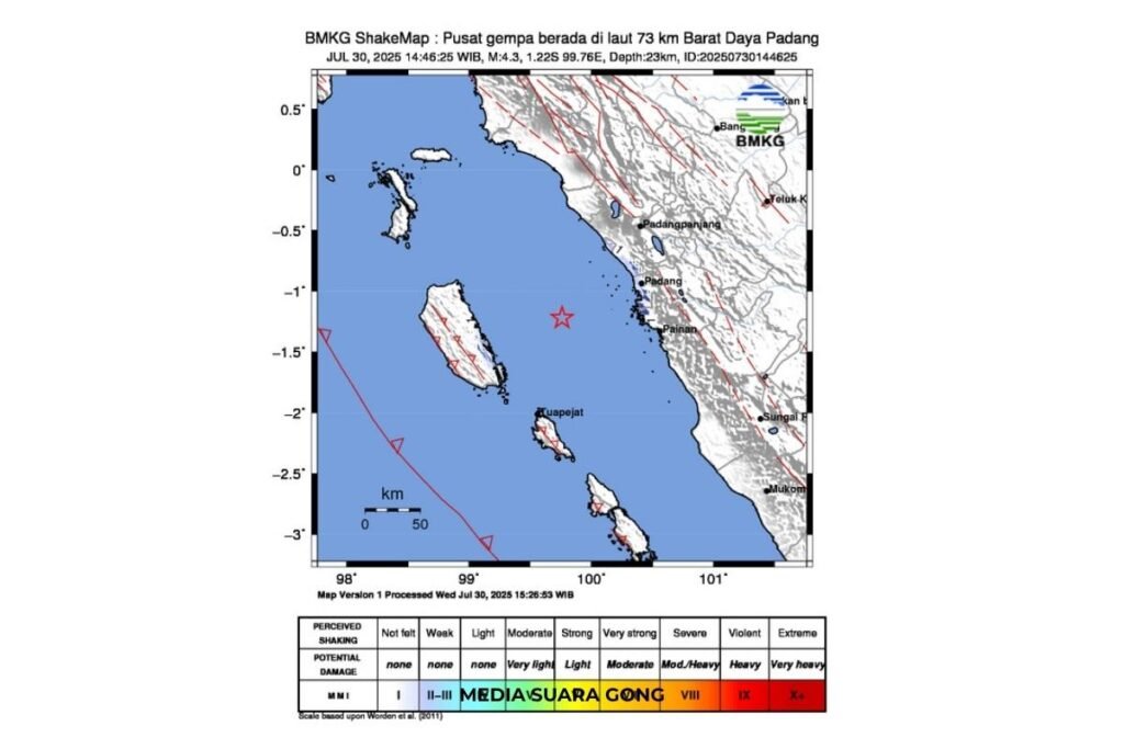 Info bmkg gempa di padang dan pariaman