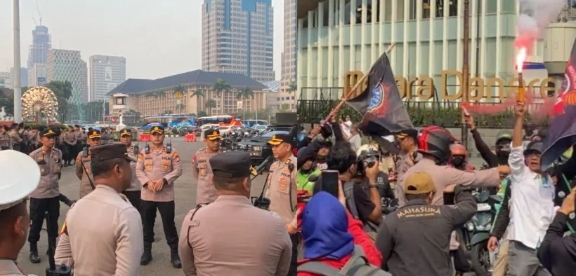 Aksi protes dari para pengemudi ojek online (ojol), taksi online, dan kurir logistik kembali mengguncang Jakarta. Senin (21/7/2025),