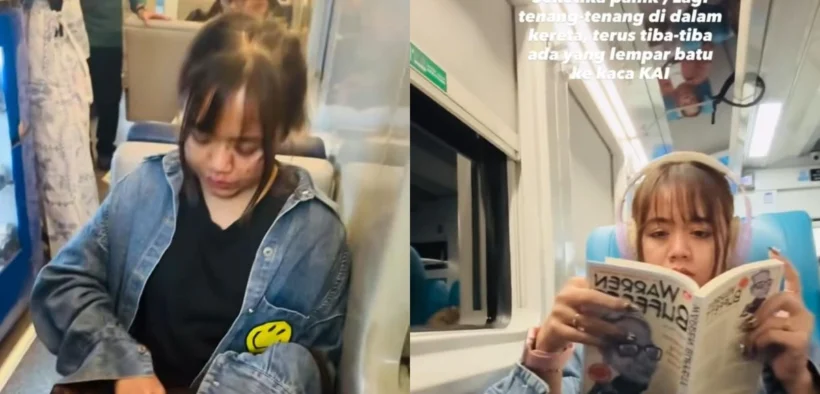 Salah satu korban menceritakan peristiwa KA Sancaka relasi Yogyakarta-Surabaya Gubeng dilempar batu Minggu malam, 6 Juli 2025 saat melintas di antara Stasiun Klaten dan Stasiun Srowot. (Instagram @widya_anggraini_awaw)