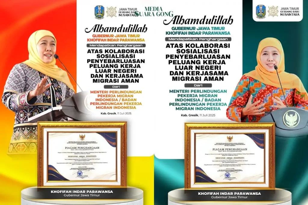 Gubernur Jatim, Khofifah Indar Parawansa, berkomitmen kuat melindungi Pekerja Migran Indonesia (PMI) kembali menuai apresiasi nasional