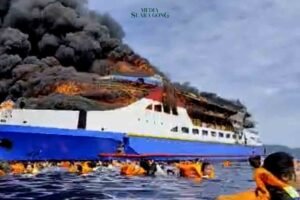 Kronologi KM Barcelona 5 Terbakar di Laut Sulawesi Utara