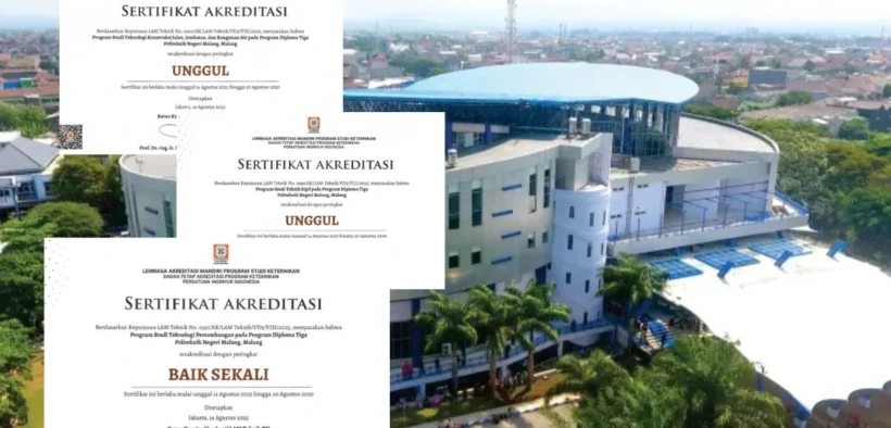 Kali ini giliranJurusan Teknik Sipil (JTS) Polinema yang bikin bangga, karena tiga program studinya baru saja meraih status akreditasi