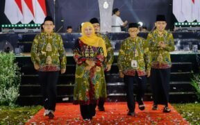 Gubernur Jawa Timur Khofifah Indar Parawansa secara resmi membuka MTQ XXXI Tingkat Provinsi 2025 di Stadion Jember Sport Garden, (13/9/2025).