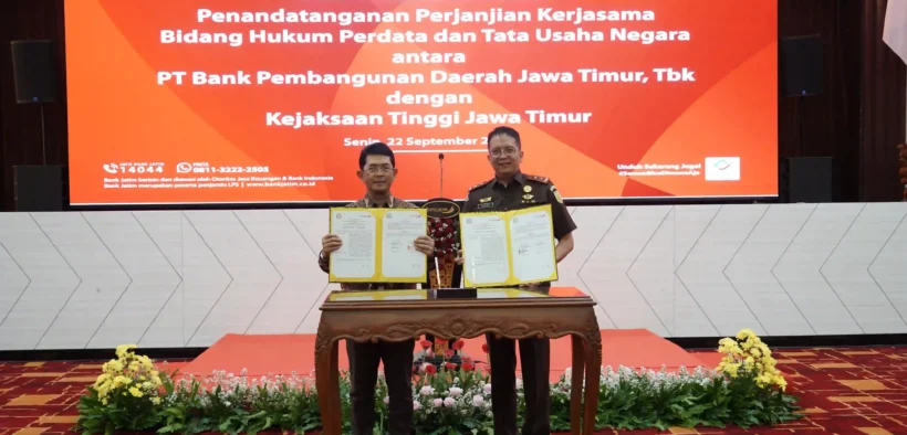 Bank Jatim menandatangani perjanjian kerja sama dengan Kejaksaan Tinggi Jawa Timur (Kejati Jatim) di bidang hukum perdata & tata usaha negara