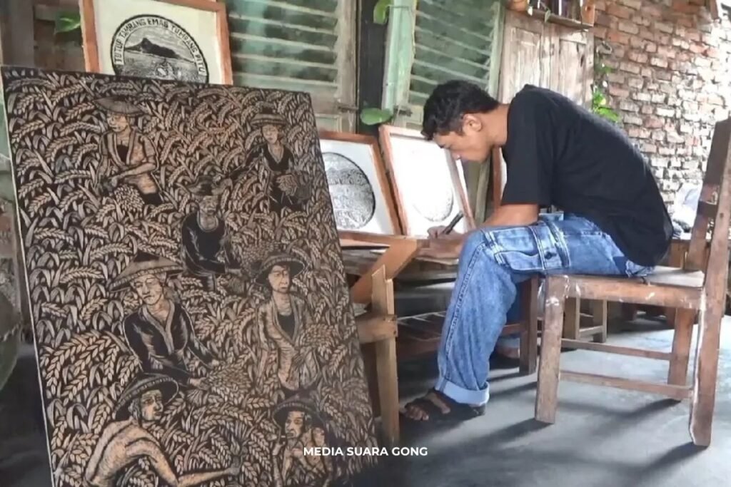 Pemuda Jombang Lestarikan Sablon Cukil Kayu di Era Digital