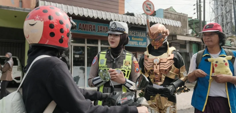 Polisi di Malang melakukan sosialisasi Operasi Zebra Semeru 2025 dengan kostum atau Cosplay super hero, Tegakkan Hukum Dengan Cara Have fun