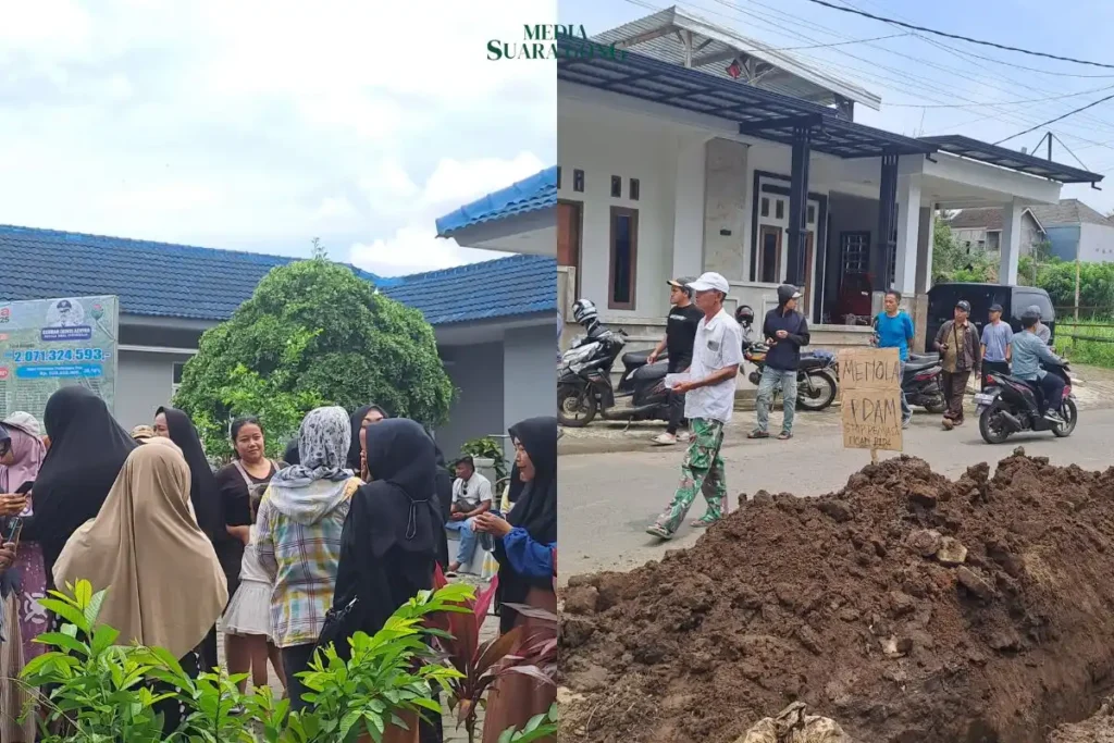 Puluhan warga Desa Putukrejo, Kecamatan Gondanglegi, Kabupaten Malang, menggelar aksi protes di halaman kantor desa pada Senin (24/11/2025)