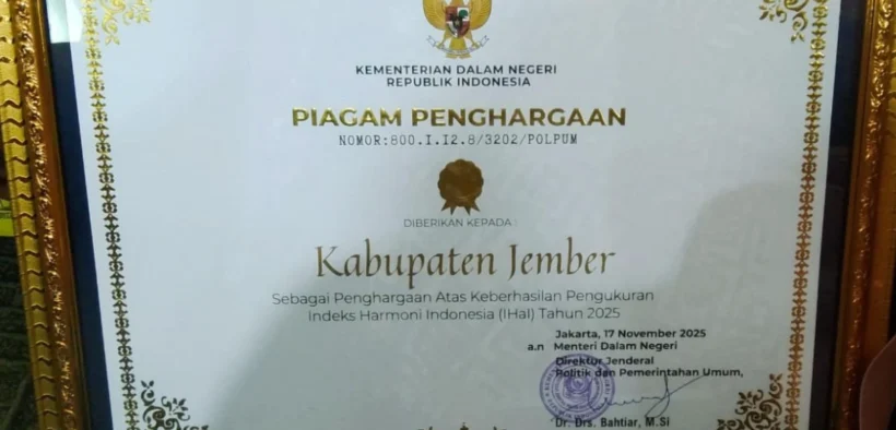 Jember Raih Penghargaan IHaI 2025 dari Kemendagri