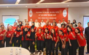 Timnas bola voli putri Indonesia resmi dilepas untuk bertanding pada ajang SEA Games 2025. Pelepasan berlangsung di Deli Serdang, Sumatra Utara, Kamis (4/12/2025). (PBVSI)