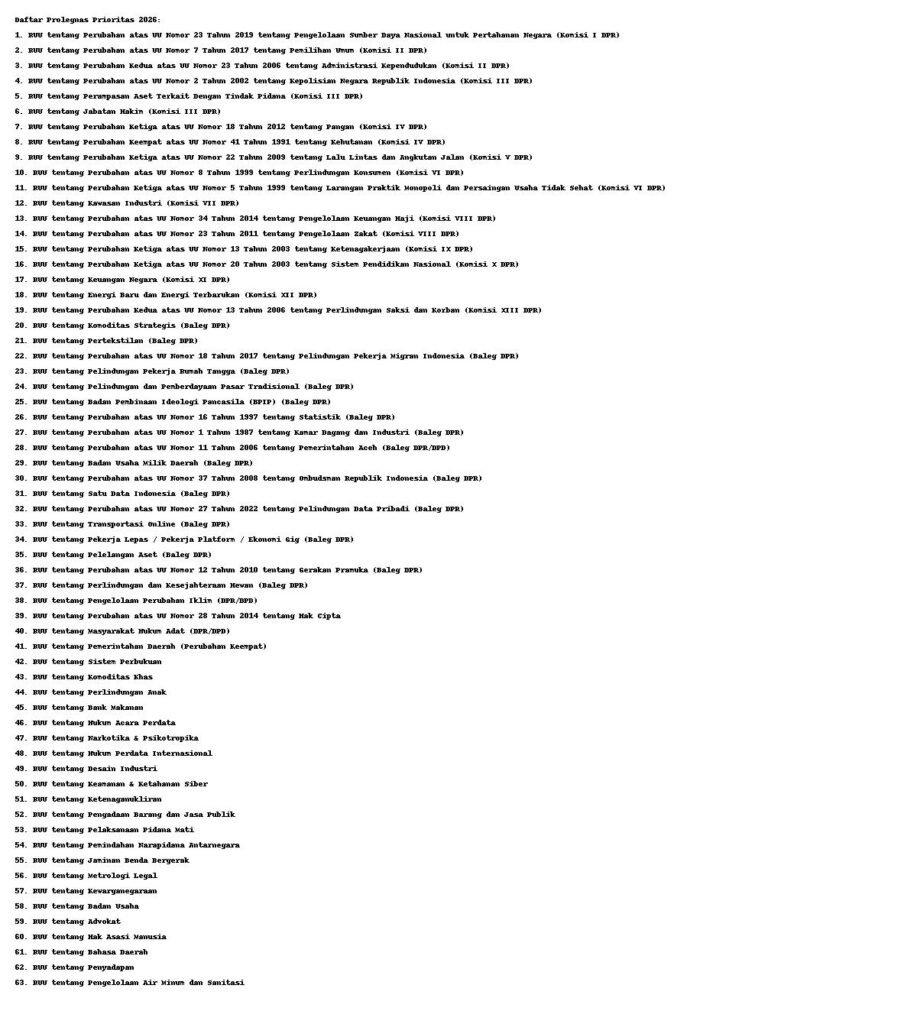 DPR Setujui Revisi Prolegnas 2026