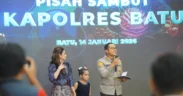 Kepolisian Resor (Polres) Batu resmi melaksanakan serah terima jabatan Kapolres dari AKBP Andi Yudha Pranata kepada AKBP Aris Purwanto