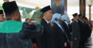 Bupati Jombang Warsubi secara resmi melantik dan mengambil sumpah janji 84 pejabat manajerial untuk mengisi sejumlah posisi strategis di lingkungan Pemerintah Kabupaten Jombang