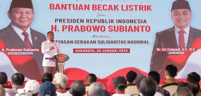 200 Becak Listrik Bantuan Presiden Prabowo Resmi Mengaspal di Surabaya, Difokuskan Jadi Becak Wisata Ramah Lingkungan