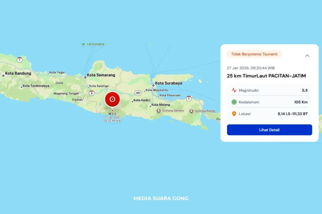 gempa magnitude 5.5 Pacitan