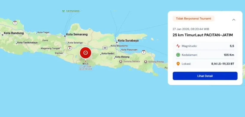 gempa magnitude 5.5 Pacitan