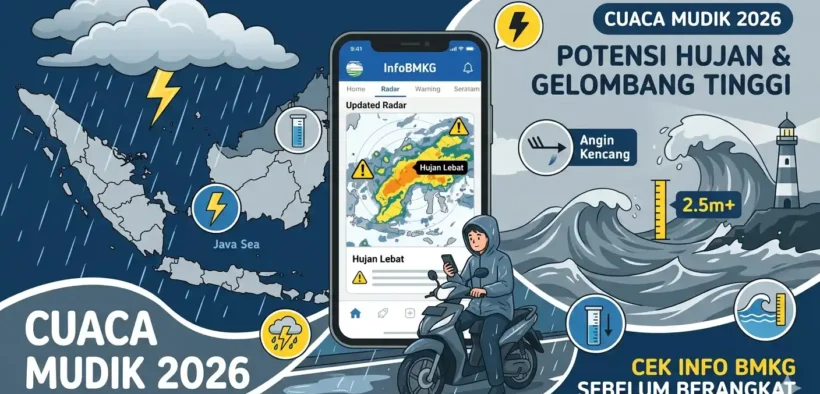 Sebelum gaspol mulai mudik 2026, ada info cuaca penting dari BMKG yang wajib banget masuk radar kamu biar mudik nggak jadi drama. 