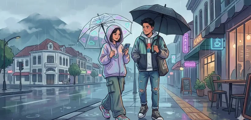 Arek Ngalam! Yang mau hunting kopag atau pergi kampus, anggota mau lapor ketua, Kondisi Hujan gerimis masih air bukan kenangan