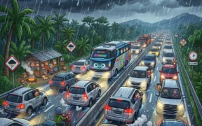 cuaca yang lagi pengen ikutan Mudik gaes, BMKG baru aja ngerilis peringatan dini kalau bakal ada potensi hujan lebat pada 25-27 Maret nanti