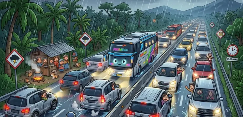 cuaca yang lagi pengen ikutan Mudik gaes, BMKG baru aja ngerilis peringatan dini kalau bakal ada potensi hujan lebat pada 25-27 Maret nanti