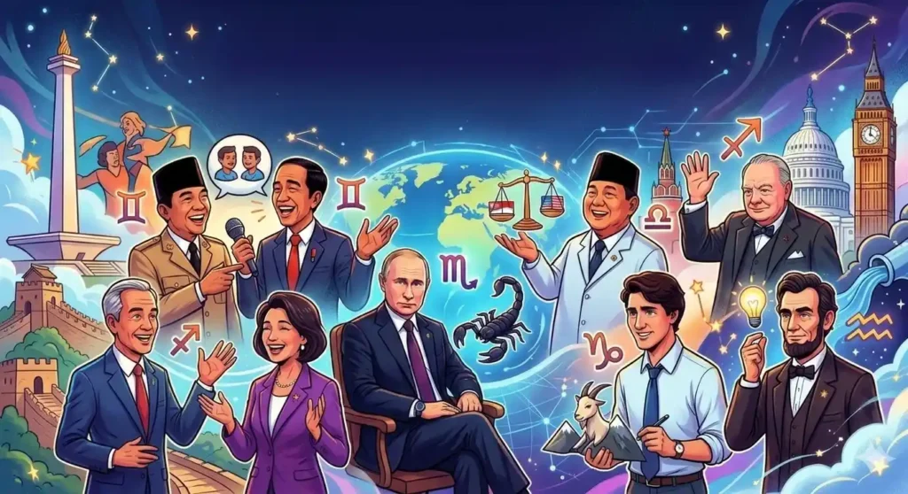Berdasarkan data tokoh politik global dan nasional, berikut adalah zodiak yang mendominasi panggung kepemimpinan
