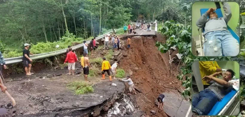 Akses utama wisata Air Terjun Madakaripura di Desa Negororejo, Kecamatan Lumbang, Kabupaten Probolinggo akibat Longsor