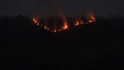 Kebakaran terjadi di Taman Nasional Bromo Tengger Semeru (TNBTS), tepatnya di lereng Kaldera Tengger, sejak Senin (3/8) Sekitar 17.00 WIB.