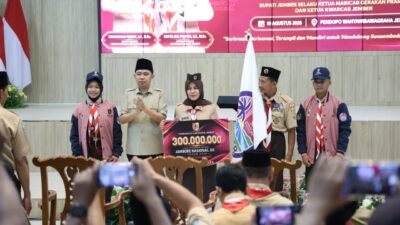 Bupati Jember, Gus Fawait secara resmi melepas delegasi pramuka penggalang Jember menuju Jambore Nasional (Jamnas) XII Tahun 2026