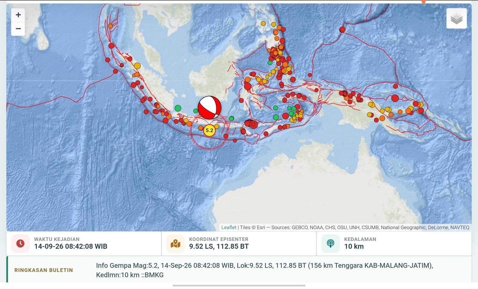 Warga di sejumlah wilayah Malang Selatan dan Jember dibuat merasakan getaran gempa pada Senin (14/9/2026) pagi, dari Laut selatan.