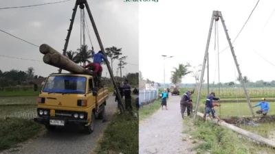 Bertahun-tahun Tiang Listrik Desa Sukodono, Kecamatan Pujer, Bondowoso, bisa bernapas lega. cuma ditopang bambu seadanya kini sudah diganti