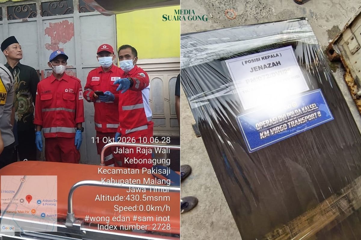 Jenazah korban kecelakaan KM Virgo Transport 8 tersebut tiba di rumah duka Desa Kebonagung, Kecamatan Pakisaji, Kabupaten Malang